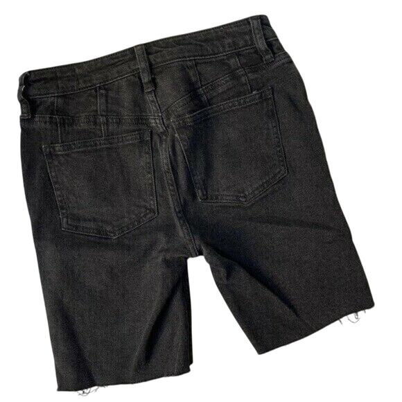Free People Avery Shorts Women's 24 Black Denim Button-Fly Cutoff Modest NWT - Picture 9 of 10